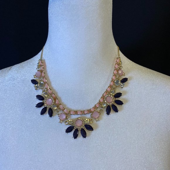 LC Lauren Conrad Pink Navy Blue Necklace